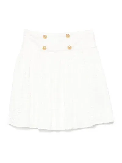 Balmain Falda Semilarga - Blanco In White