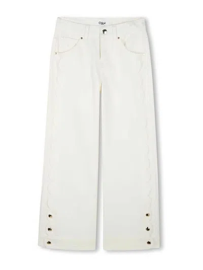 Chloé Scallop-edge Jeans In White