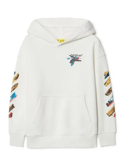 Off-white White Sweatshirt With Painted Arrow Print In Gray