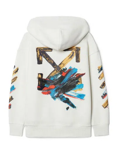 Off-white White Sweatshirt With Painted Arrow Print In Gray