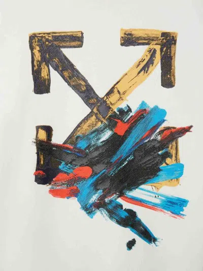 Off-white White Sweatshirt With Painted Arrow Print In Gray