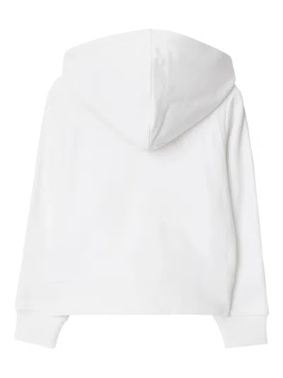 Burberry Childrens Check Trim Cotton Zip Hoodie In White