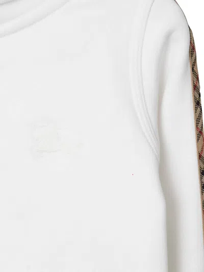 Burberry Childrens Check Trim Cotton Zip Hoodie In White