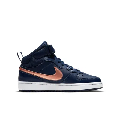 Nike (gs)  Court Borough Mid 2 'navy Metallic Red Bronze'