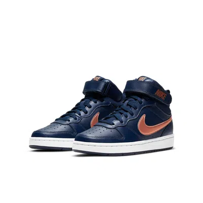 Nike (gs)  Court Borough Mid 2 'navy Metallic Red Bronze'