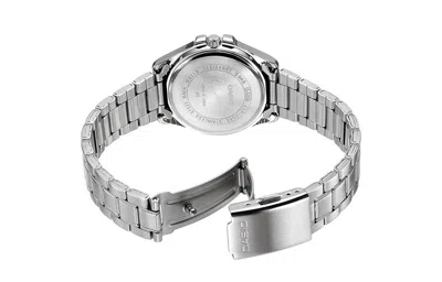 Casio Waterproof Stainless Steel Strap Quartz Mens Black Analog In Metallic