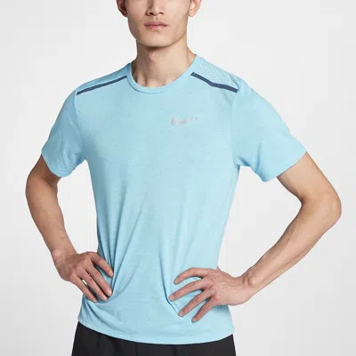 Nike Men's  Solid Color Quick Dry Breathable Sports Training Short Sleeve Blue T-shirt