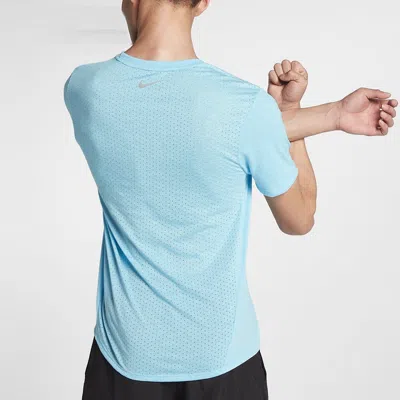 Nike Men's  Solid Color Quick Dry Breathable Sports Training Short Sleeve Blue T-shirt