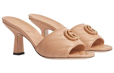 Gucci (wmns)  Double G Mid-heel Slide Sandals 'beige' In Neutral