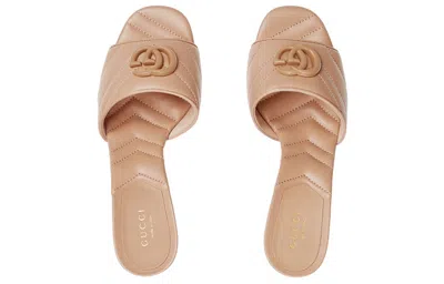 Gucci (wmns)  Double G Mid-heel Slide Sandals 'beige' In Neutral