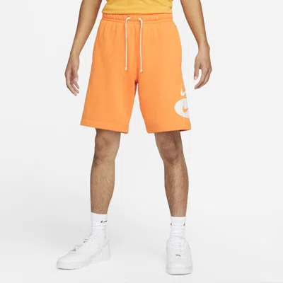 Nike Sportswear Contrasting Colors Logo Loose Lacing Casual Shorts Yellow