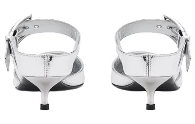 Alexander Mcqueen Pointed-toe Buckle-detailed Mules In Silver