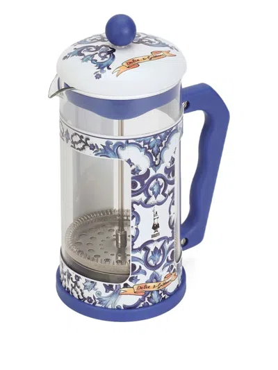Dolce & Gabbana X Bialetti Small Carretto-print French Coffee Press In Blue