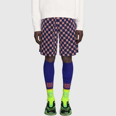 Gucci Gg Hexagon Silk Crepe Shorts 'blue Ivory' In Multi