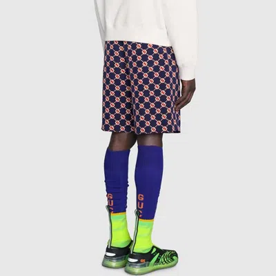Gucci Gg Hexagon Silk Crepe Shorts 'blue Ivory' In Multi