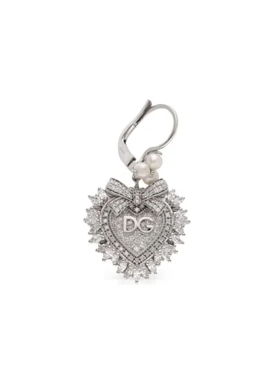 Dolce & Gabbana 18kt White Gold Devotion Diamond Earrings In Metallic