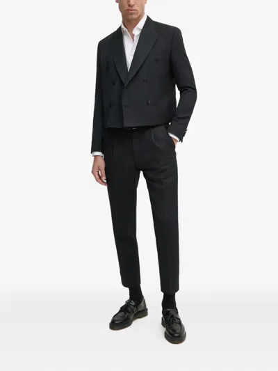 Karl Lagerfeld Pressed-pleated Cropped Trousers In Black