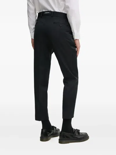 Karl Lagerfeld Pressed-pleated Cropped Trousers In Black