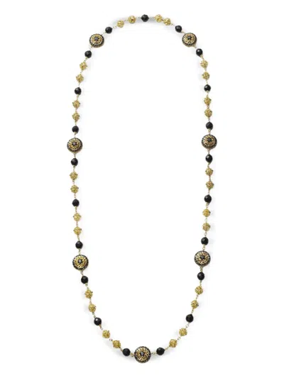 Dolce & Gabbana 18k Yellow Gold Sicily Jade And Black Sapphire Necklace In Gold