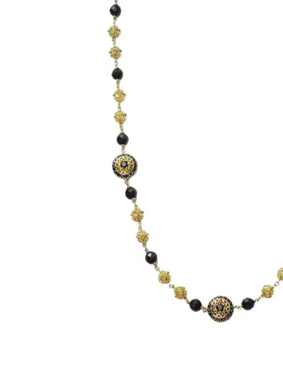 Dolce & Gabbana 18k Yellow Gold Sicily Jade And Black Sapphire Necklace In Gold