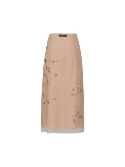 Fendi Embroidered Tulle Maxi Skirt With Sheer Overlay