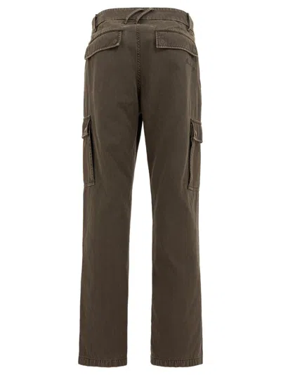 Burberry Cargo Trousers With Belt Loops And Stitch Detailing In Brown