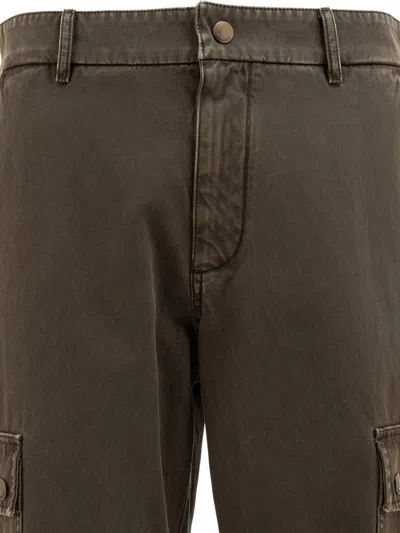 Burberry Cargo Trousers With Belt Loops And Stitch Detailing In Brown