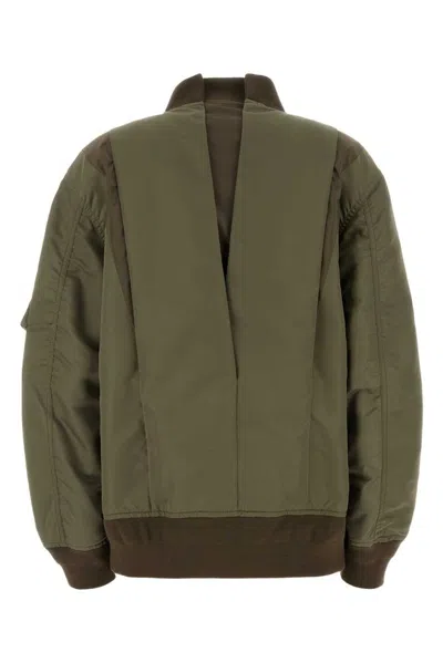 Sacai Army Green Nylon Bomber Jacket