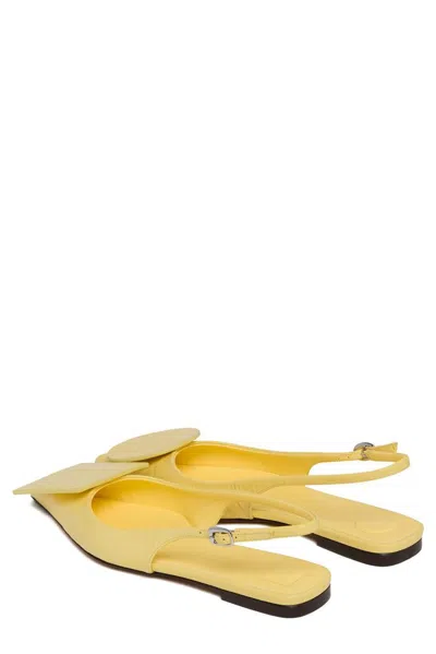 Jacquemus Quilted Buckle Flat Pointed Toe Shoes In Yellow