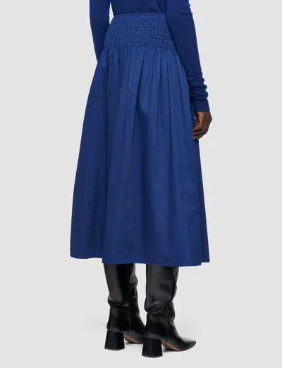 Joseph Womens Cobalt Leonie Elasticated-waistband Cotton-sateen Midi Skirt In Blue
