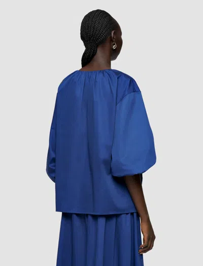 Joseph Womens Cobalt Godin Balloon-sleeve Cotton-sateen Blouse