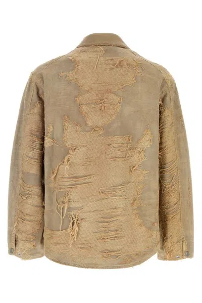 Diesel Jacket In Overdyed Floating-thread Denim In Neutral