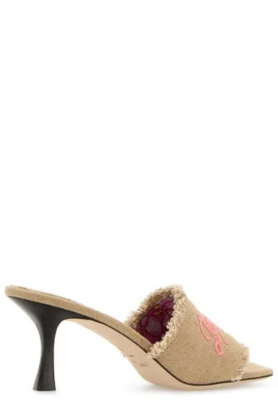 Jimmy Choo Sabot Alexia 70 In Tessuto Beige  Donna