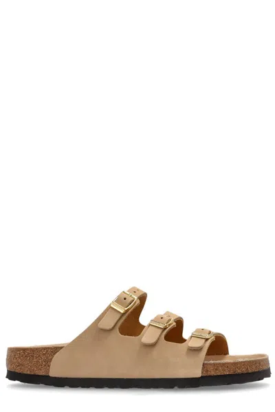 Birkenstock Beige Leather Florida Slippers