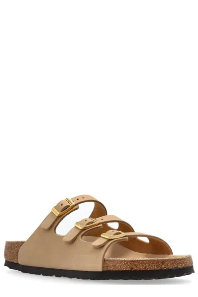Birkenstock Beige Leather Florida Slippers