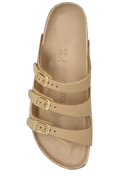 Birkenstock Beige Leather Florida Slippers