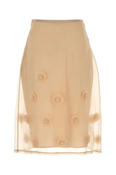 Mm Studio Beige Silk Ombrosa Skirt In Neutral