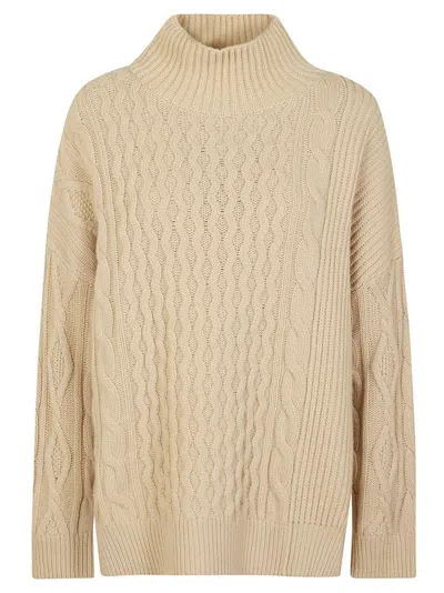 Weekend Max Mara Veneto Cable Knit Sweater In Neutral