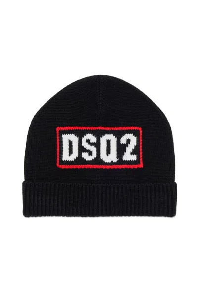 Dsquared2 Berretto Beanie In Misto Lana Con Logo Dsq2