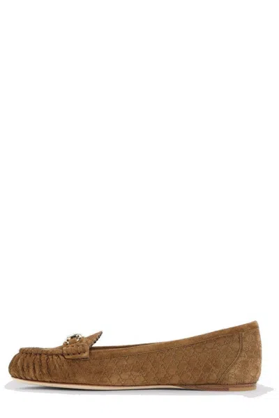 Gucci Women Biscuit Suede Loafers In Brown