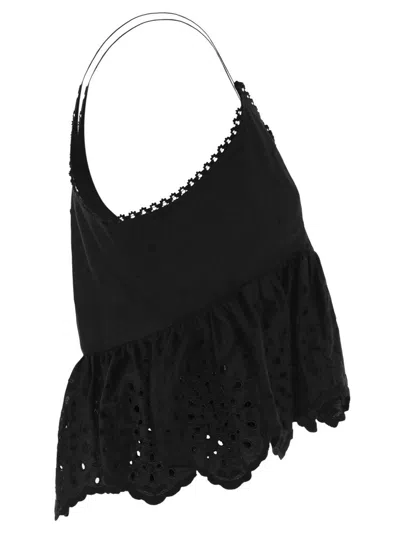 Weekend Max Mara Broderie Anglaise Peplum Top With Spaghetti Straps