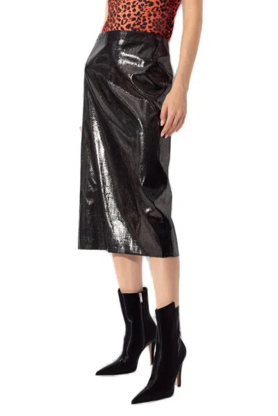 Alexander Mcqueen Tarpaulin Midi Pencil Skirt In Black