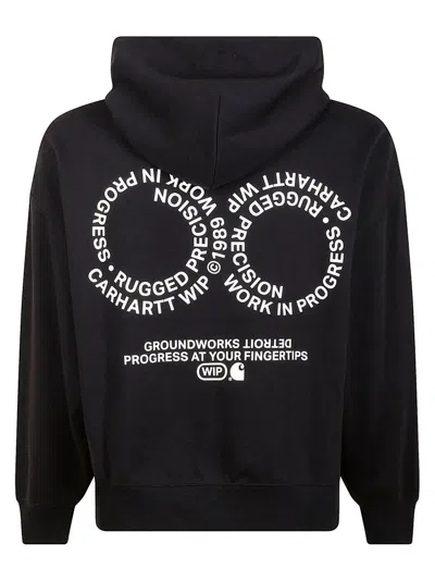Carhartt Hooded Rotation Sweat In Misto Cotone Nero  Uomo In Black