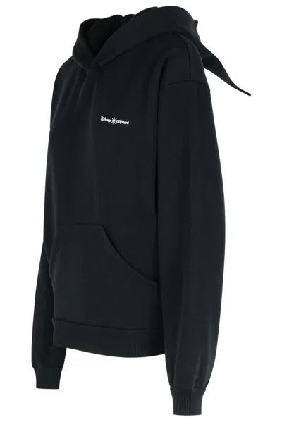 Coperni Maleficent Hooded Cotton Sweatshirt With Kangaroo Pocket In Black