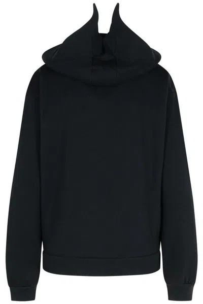 Coperni Maleficent Hooded Cotton Sweatshirt With Kangaroo Pocket In Black