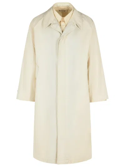 Maison Margiela Cotton Trench Coat With Point Collar And Side Pockets In Neutral