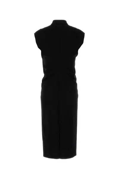 Mm Studio Black Crepe Sughero Shirt Dress In Black
