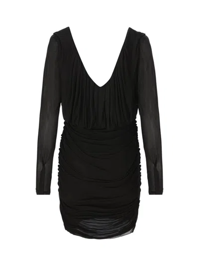 Saint Laurent Cupro Mini Dress In Black