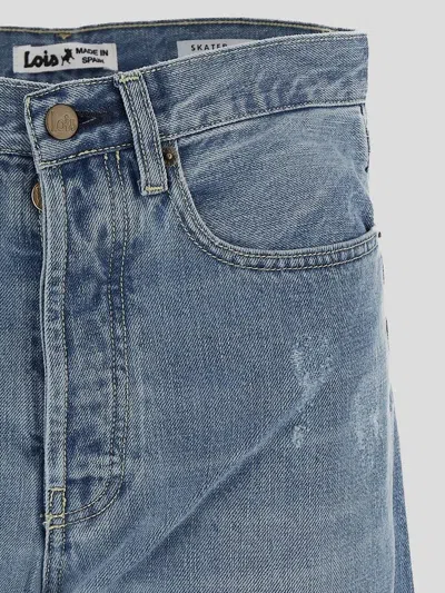 Lois Black Denim Skater Loose Jeans In Blue