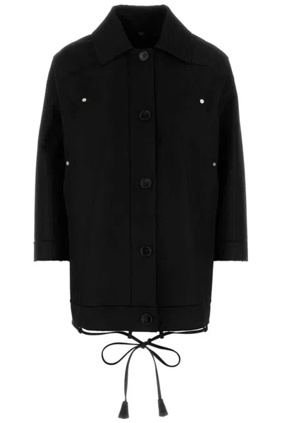 Gucci Gabardine Jacket With Collared Neck And Drawstring Hem In Black